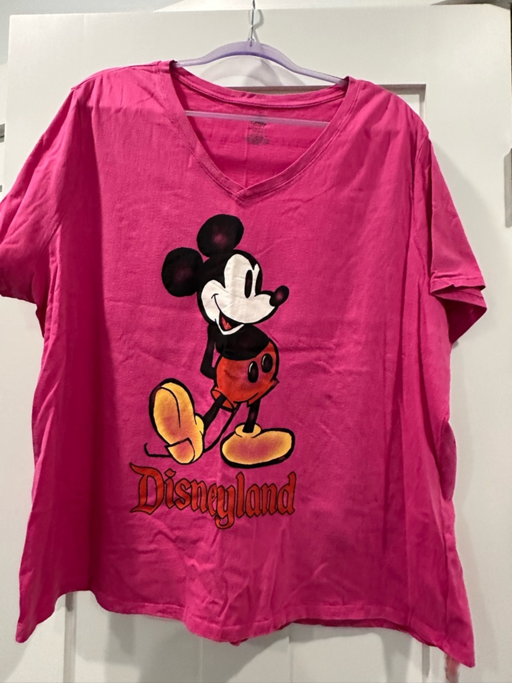 Disney Hot Pink Mickey Mouse V-Neck Tee